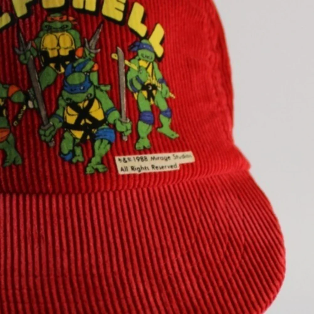 Rare Vintage Red 1988 Teenage Mutant Ninja Turtles Corduroy Hat Size Boys Mirage